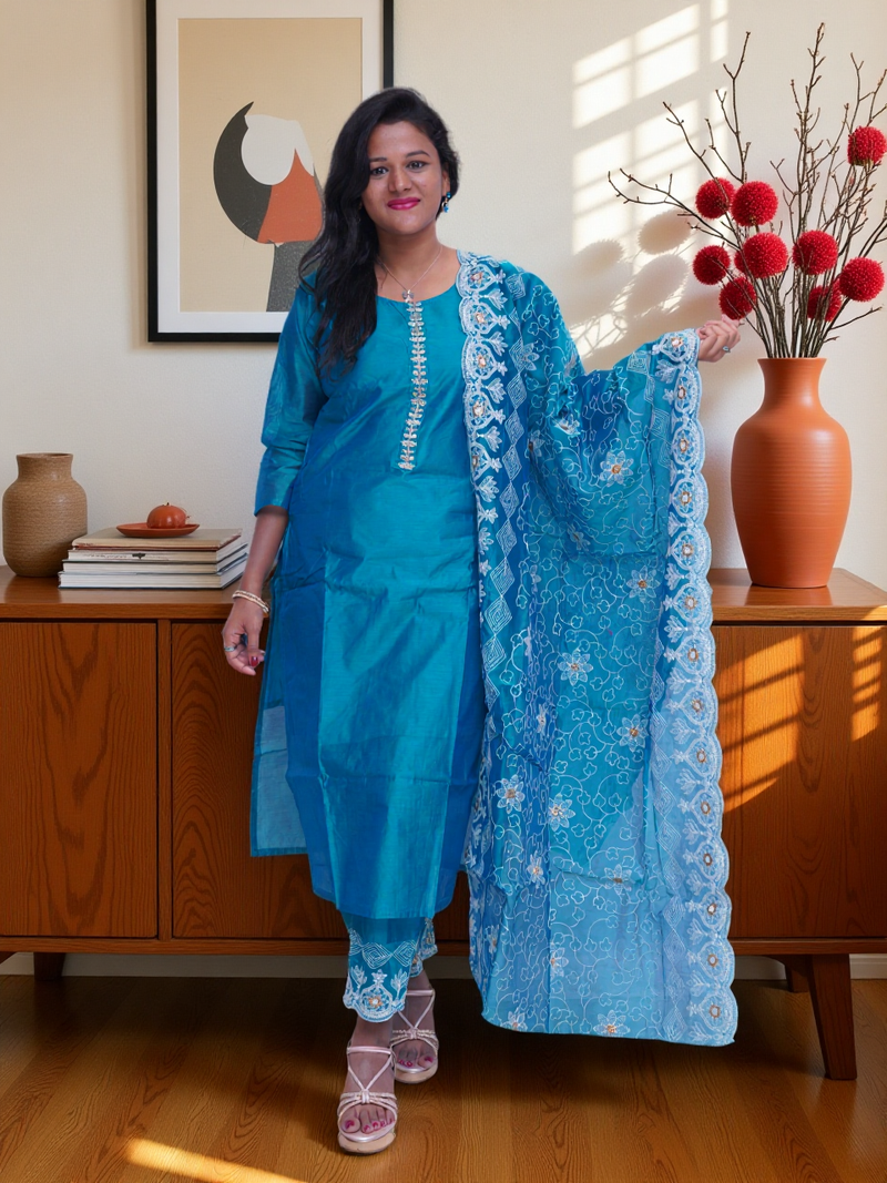 3 Pcs Bottom Dupatta Set