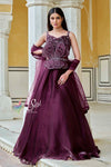 Plum colour organza chudidar kali