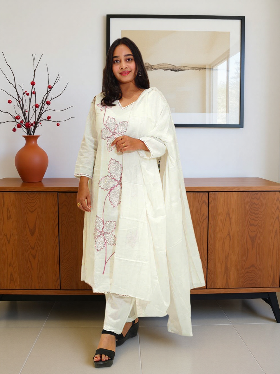 Cotton 3 Pcs Bottom Dupatta Set