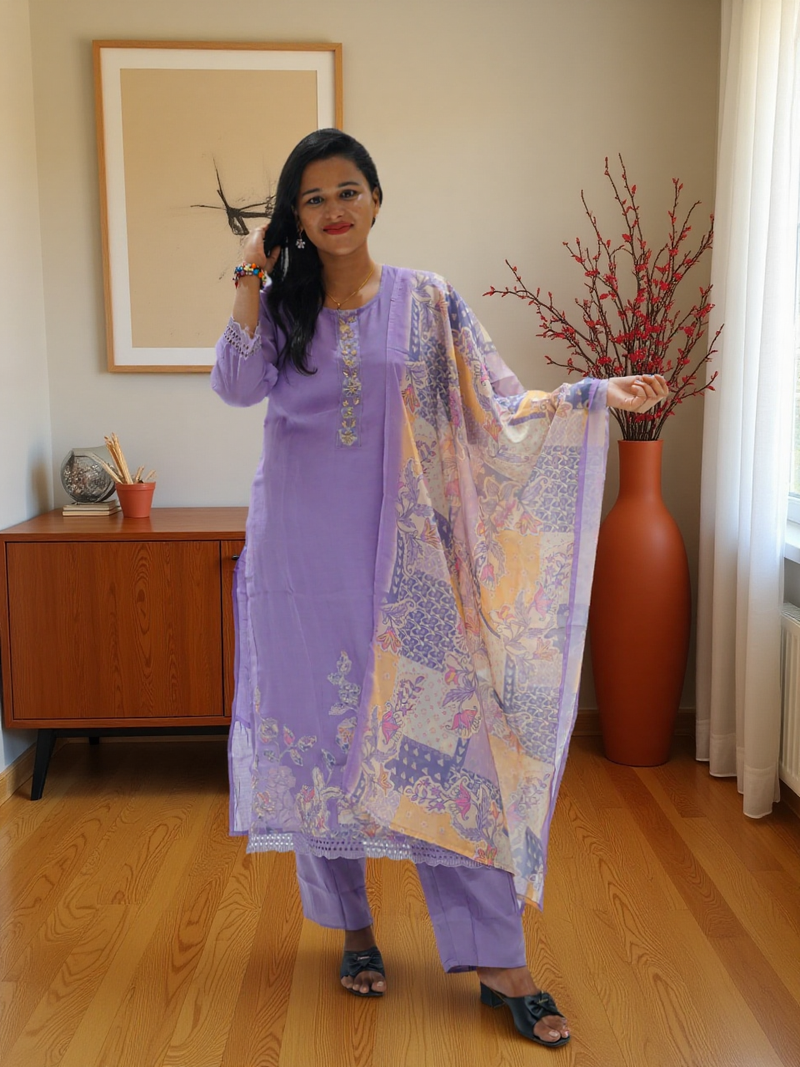 3 Pcs Bottom Dupatta Set