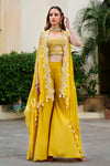 Yellow colour crape partywear palazo set