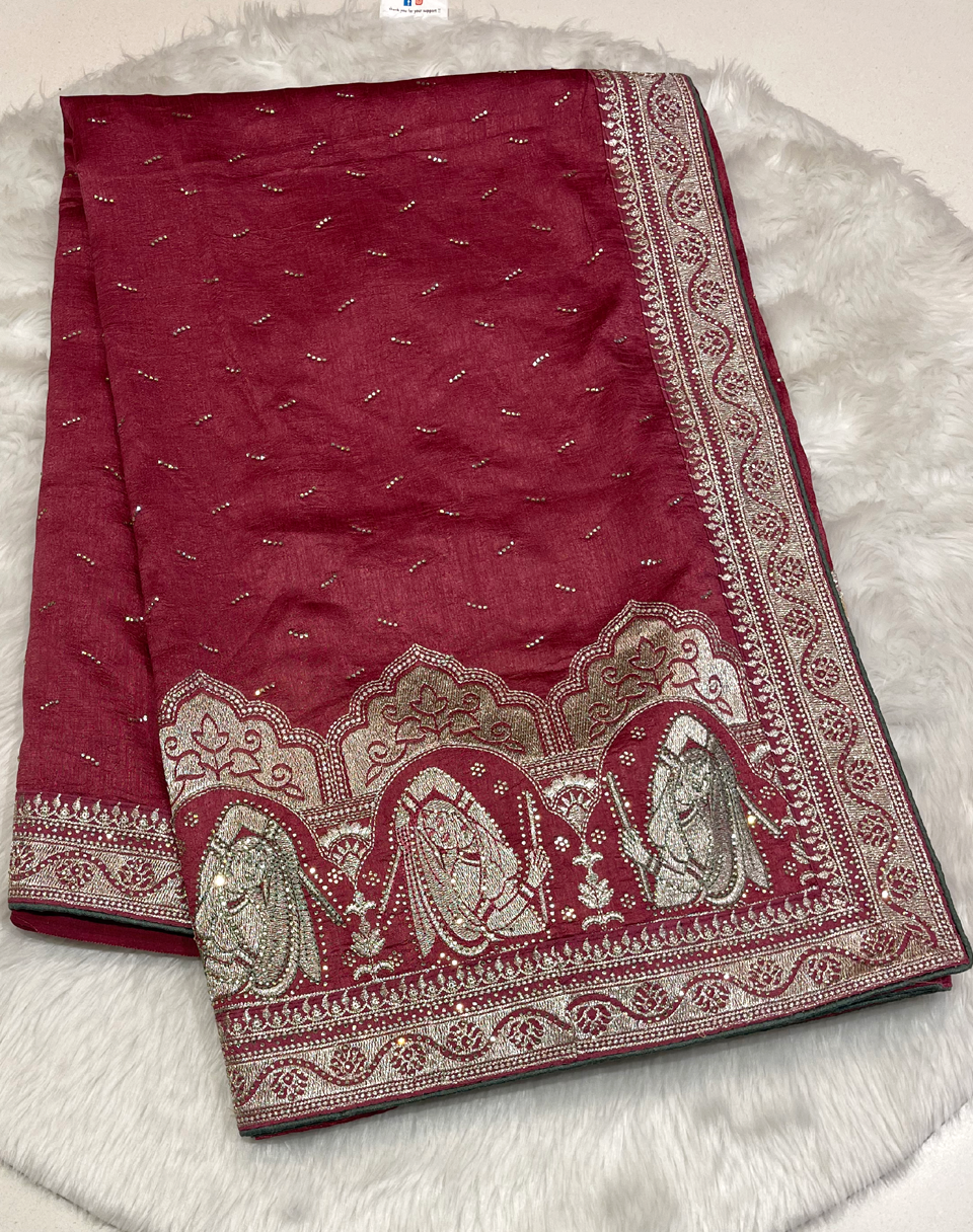 Maroon Silk Work Saree