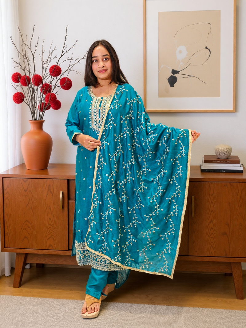 3 Pcs Bottom Dupatta Set
