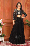 Black colour georgette crop top