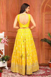 Yellow colour georgette crop top