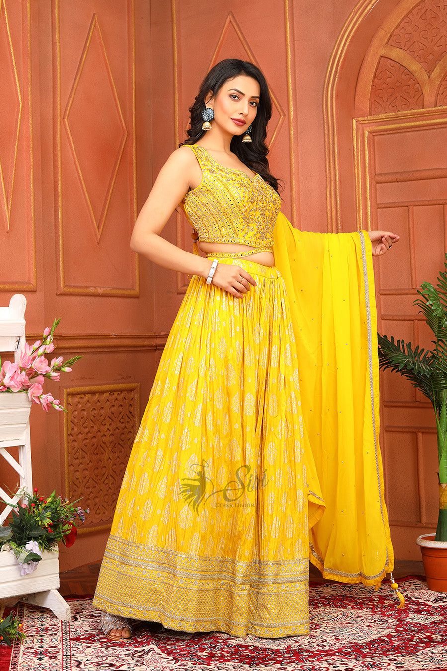 Yellow colour georgette crop top