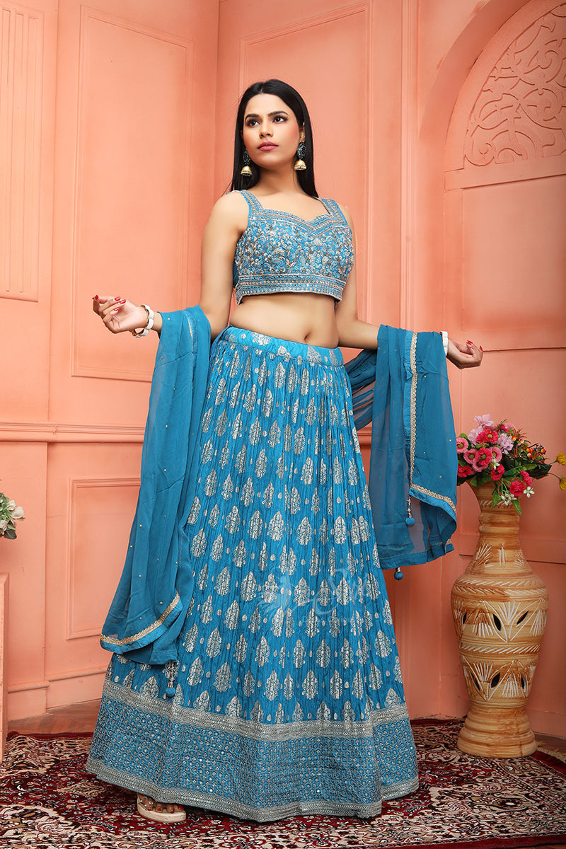 Blue colour banaras crop top