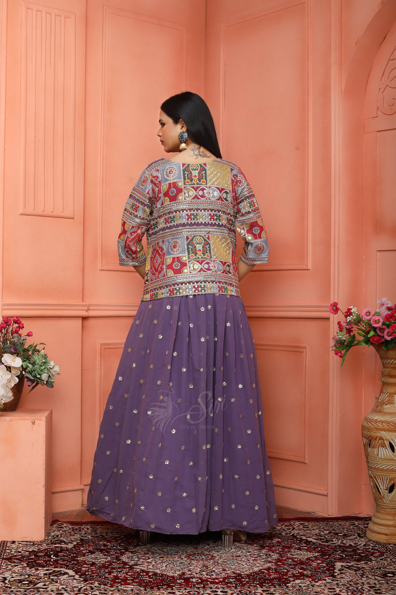 Violet colour georgette crop top