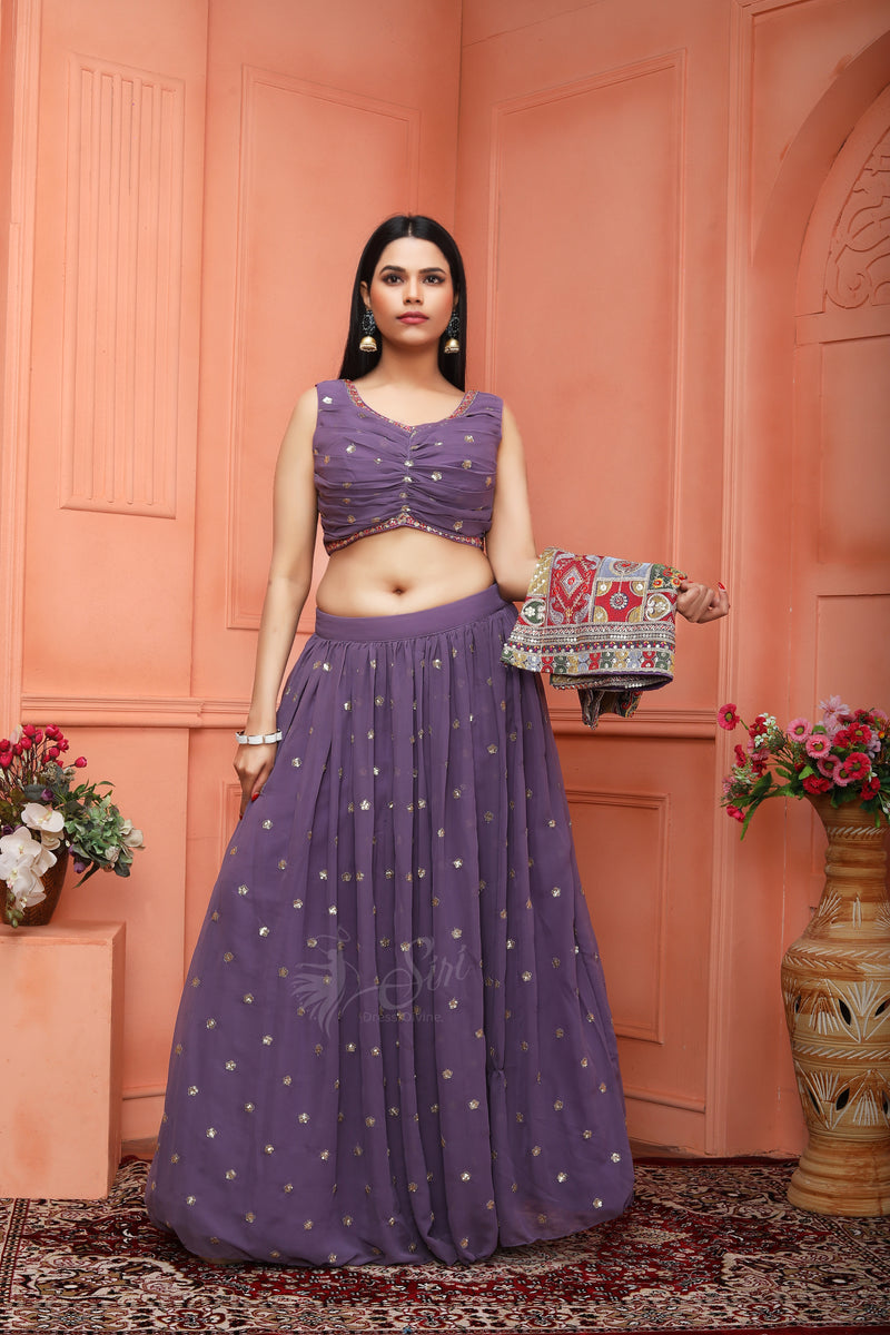 Violet colour georgette crop top