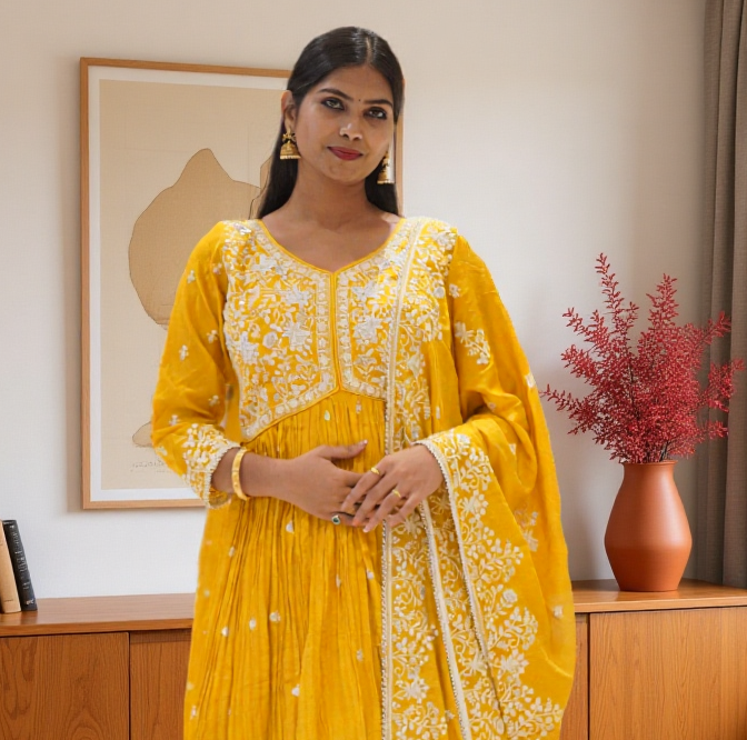Chiffon Silk Chudidar Kali