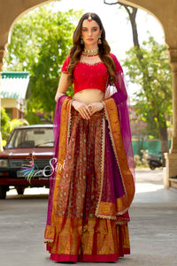 Pink colour banaras crop top