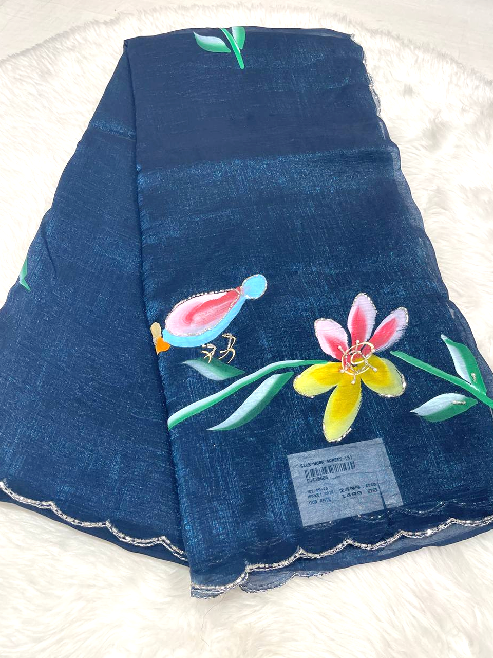 Navy Blue Silk Work Saree