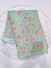 embroidered organza saree