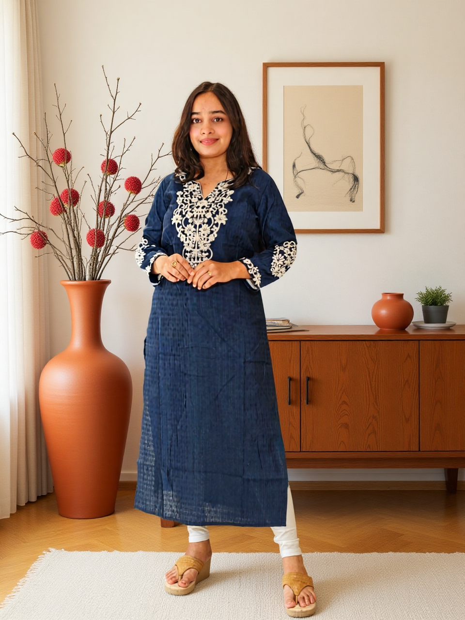 Blue Salwar Straight Cut