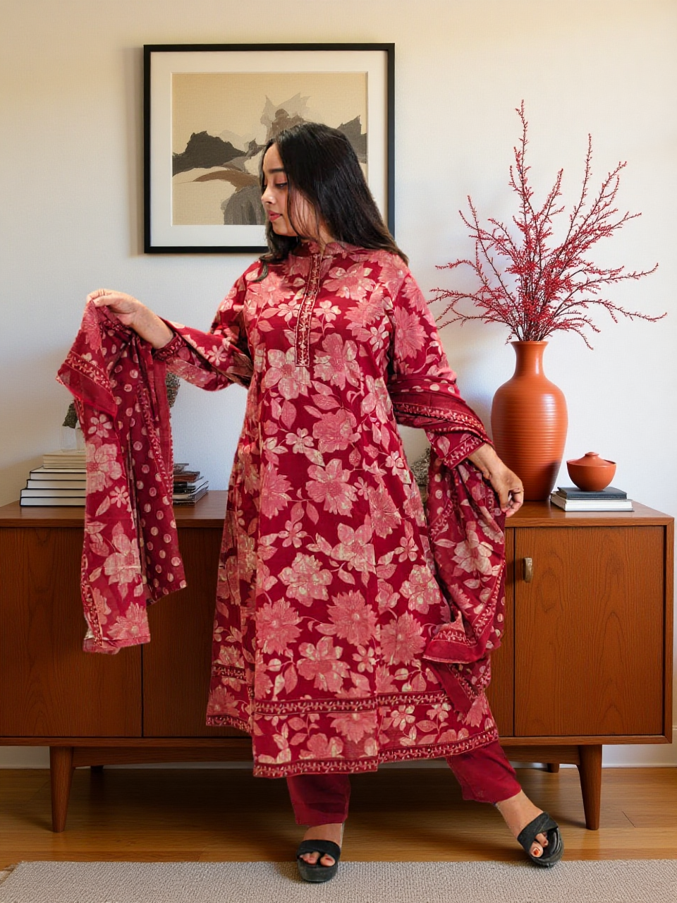 Cotton 3 Pcs Bottom Dupatta Set