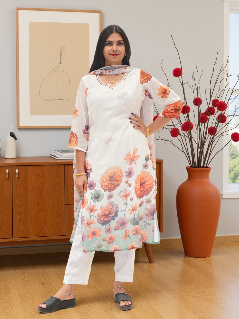 3 Pcs Bottom Dupatta Set