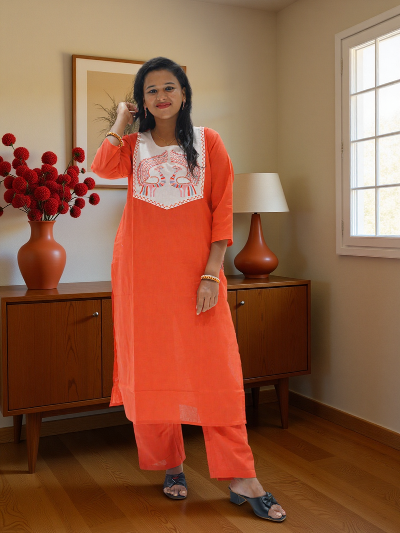 Khadi Cotton Top Bottom Set