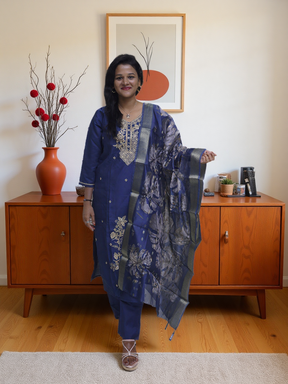 Chanderi 3 Pcs Bottom Dupatta Set