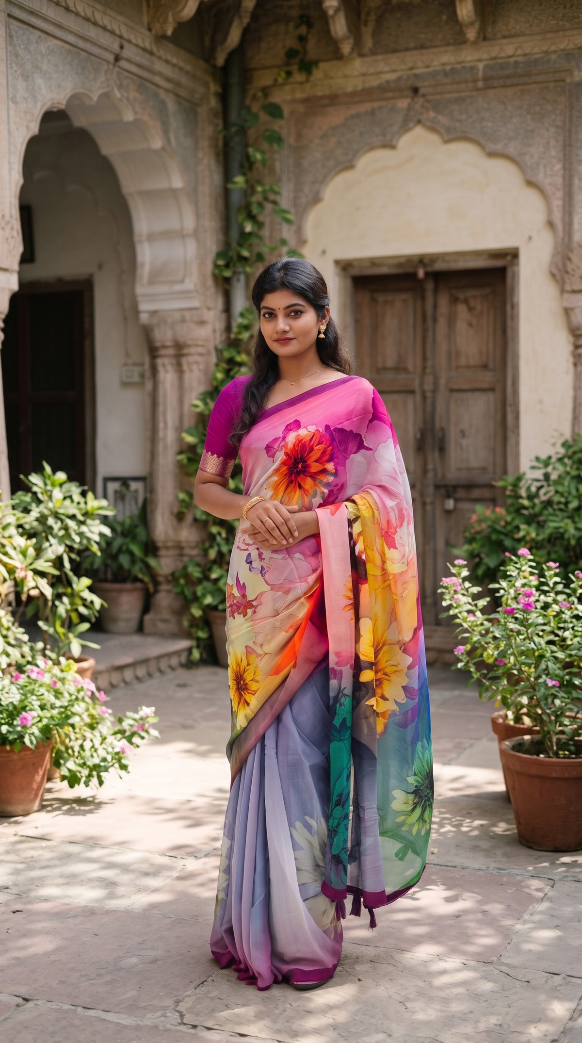 pure viscose georgette saree