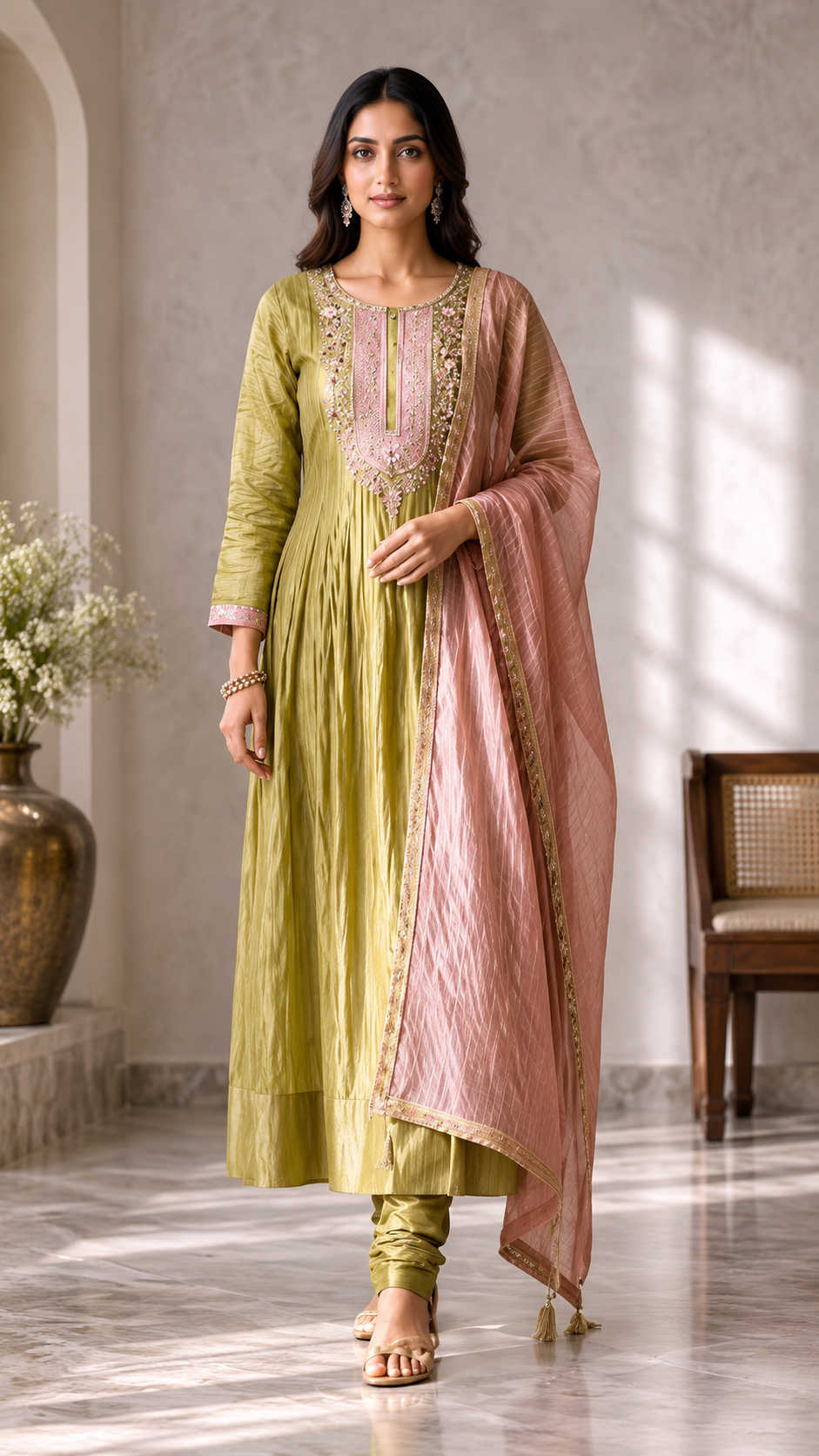 Salasar silk 3 Pcs Bottom Dupatta Set