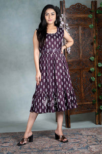 Grape Colour Print Work Kurti