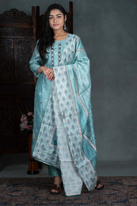 Ice Blue 3 Pcs Bottom Duppata Set