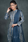 Grey Colour Floral Print 3 Pcs Bottom Dupatta Set
