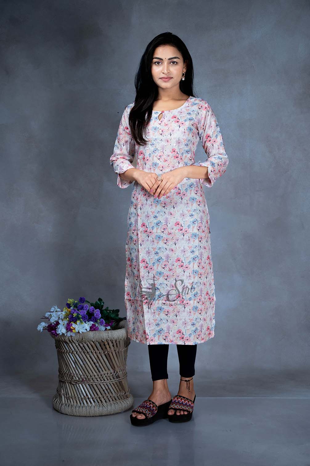 Floral Print Straight Cut Kurti