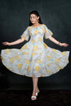 White And Yellow Floral Print Westren Top