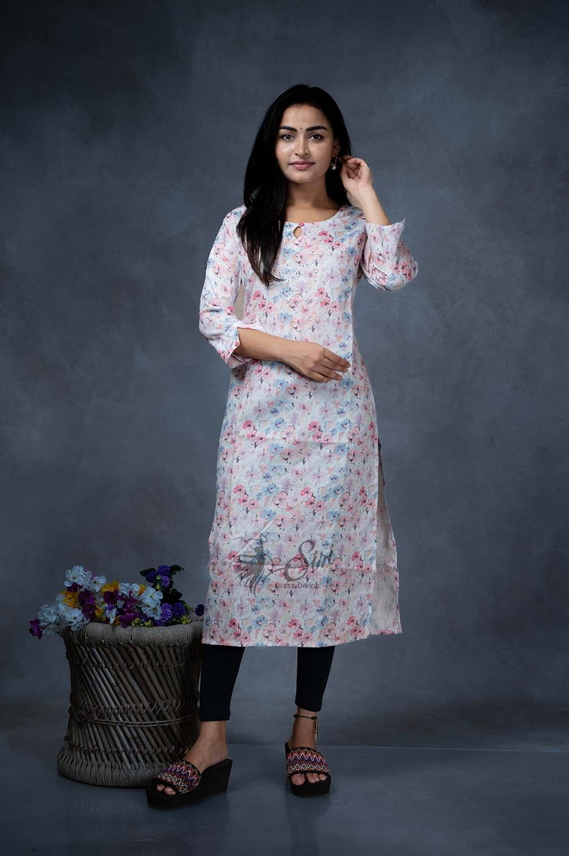Floral Print Straight Cut Kurti