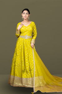 Yellow colour banaras georgette chudidar kali