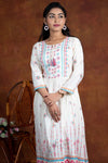 White And Pink Print Work Kurti
