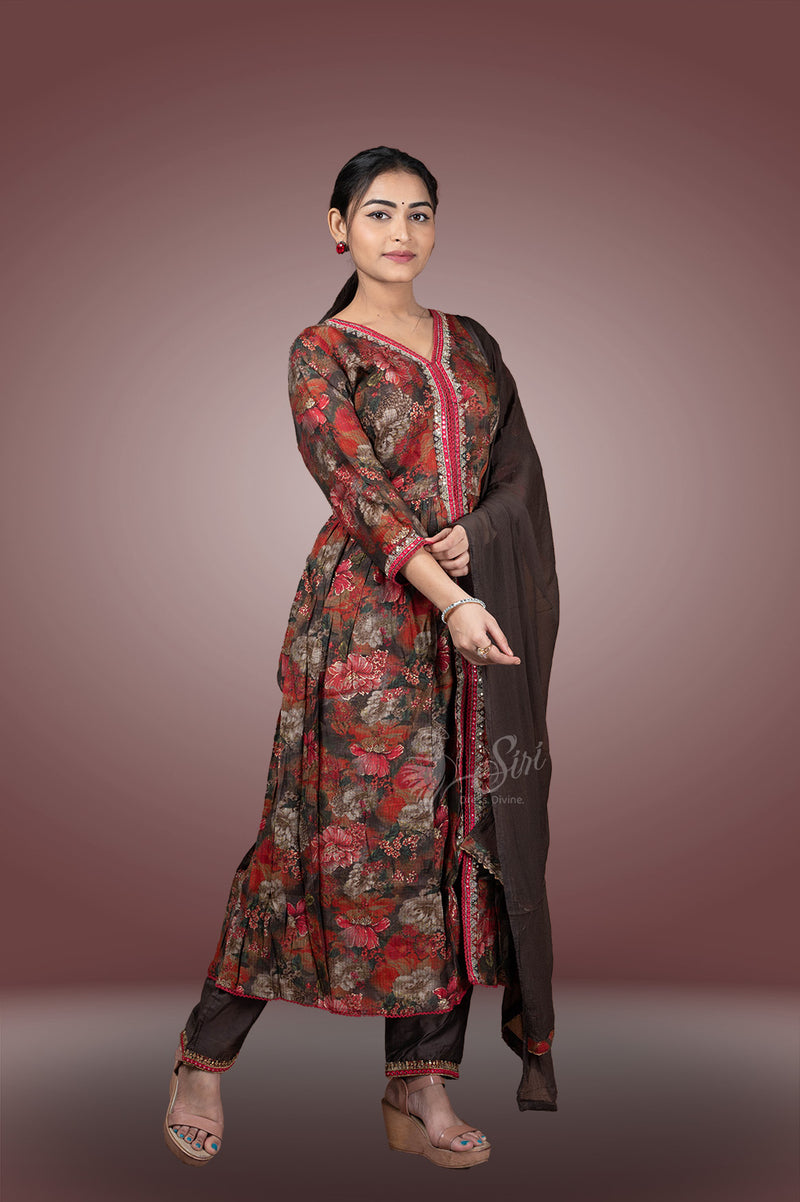 Floral print 3 Pc's Bottom duppata set