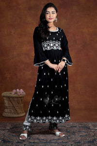 Black Thread Embroidery Work  Top Bottom Set