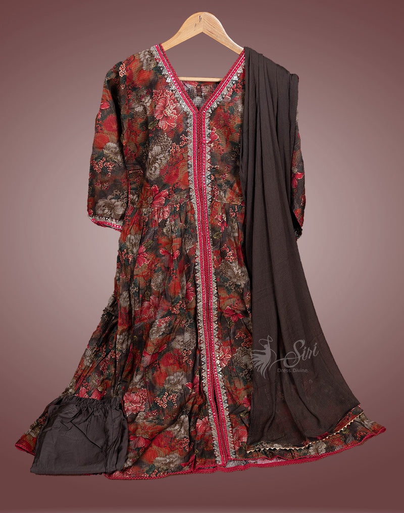 Floral print 3 Pc's Bottom duppata set