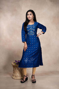 Thead And Stone Work  Straight Cut Kurti