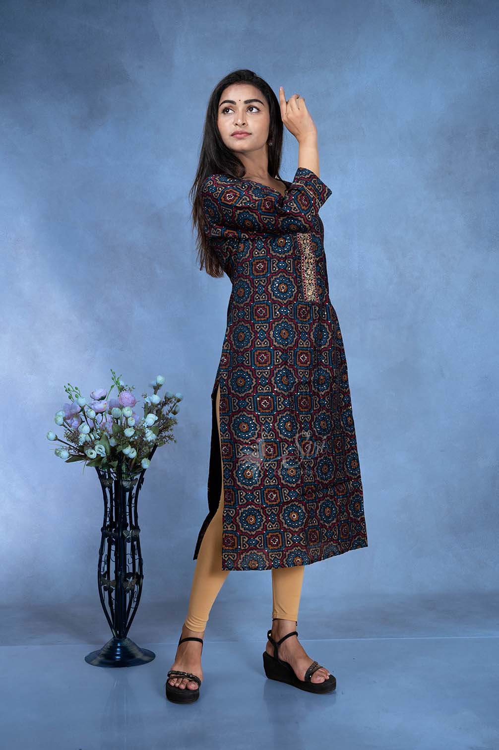 Multi Colors Straight Cut Kurti