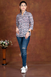 Dove Grey Colour Rayon Cotton Ladies Shirt