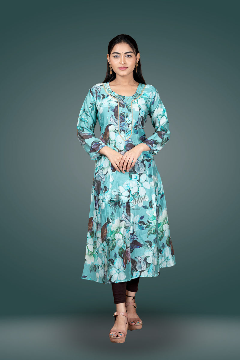 Rayon floral print kurti