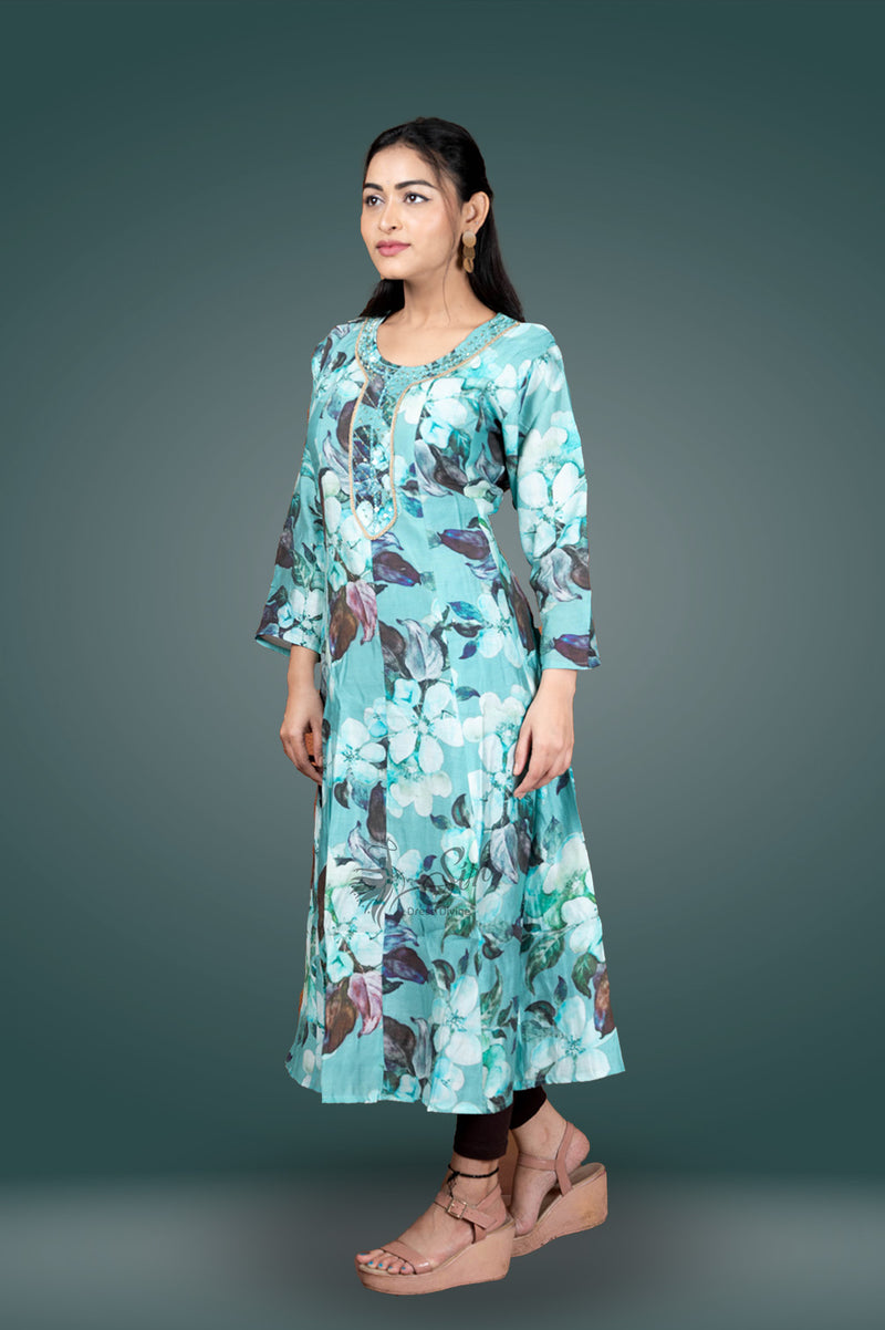 Rayon floral print kurti