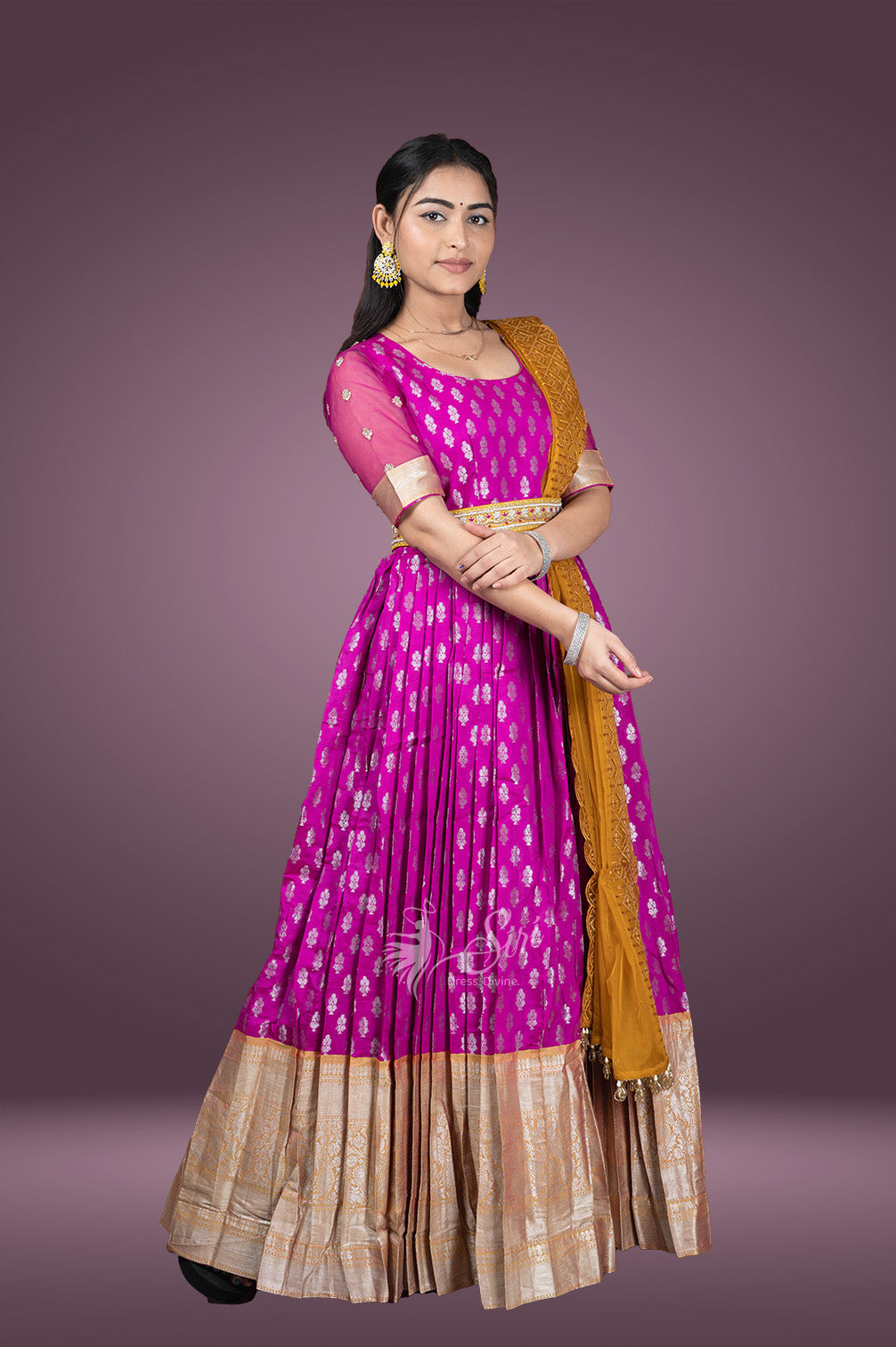 Pink colour fancy pattu chudidar kali