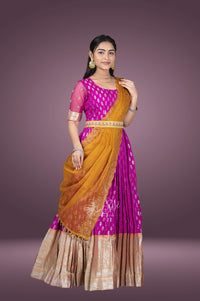 Pink colour fancy pattu chudidar kali