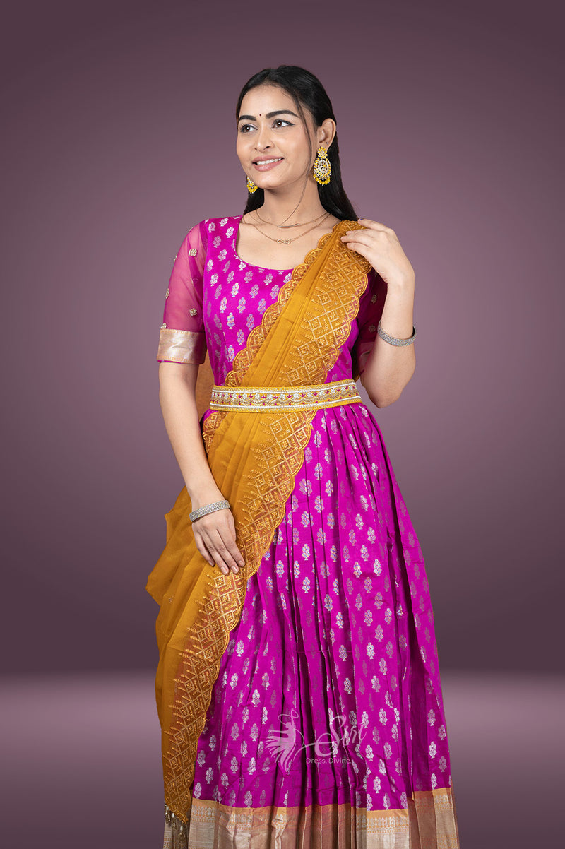 Pink colour fancy pattu chudidar kali