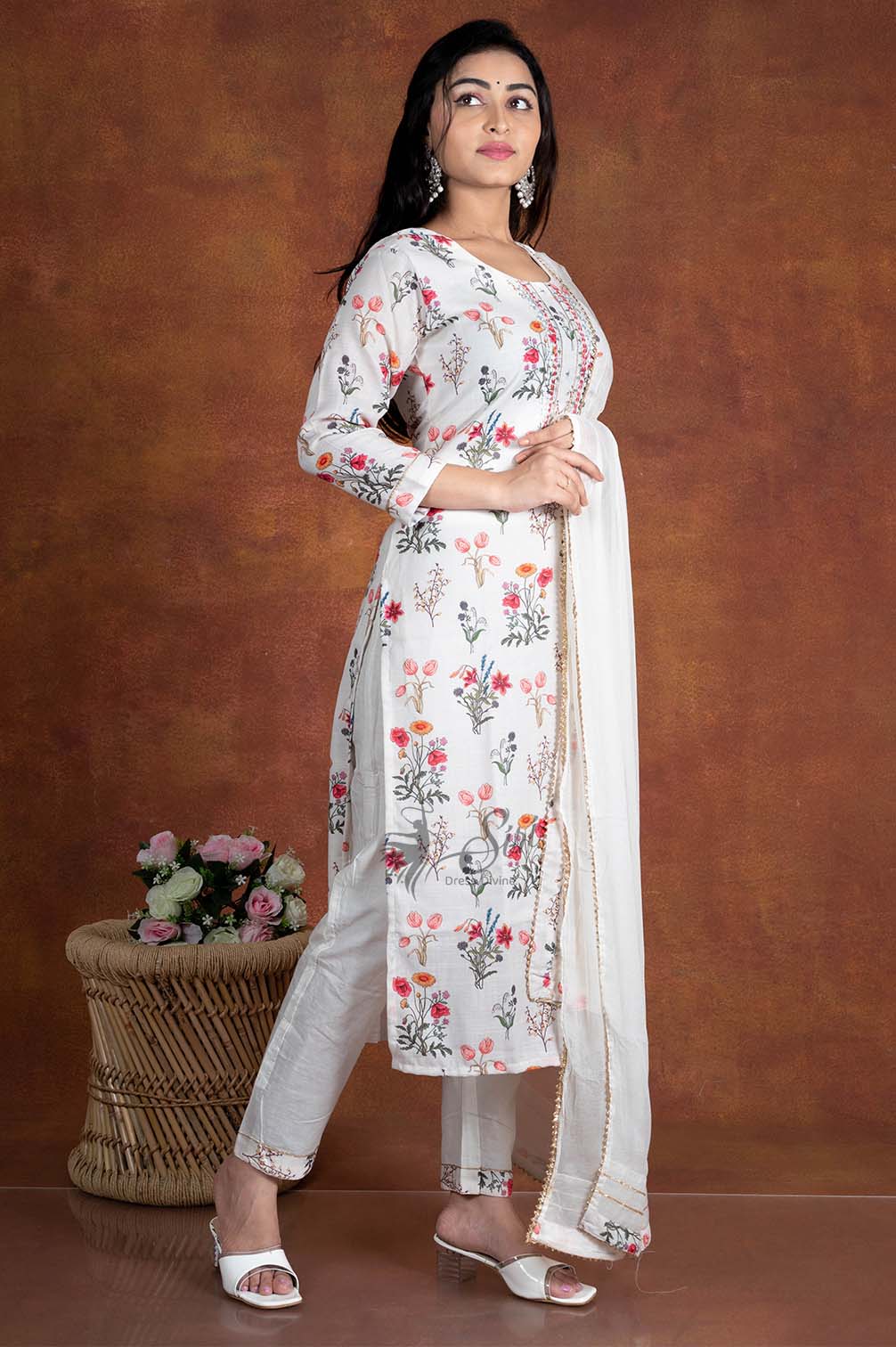 Floral Print 3 Pc's Bottom Duppata Set