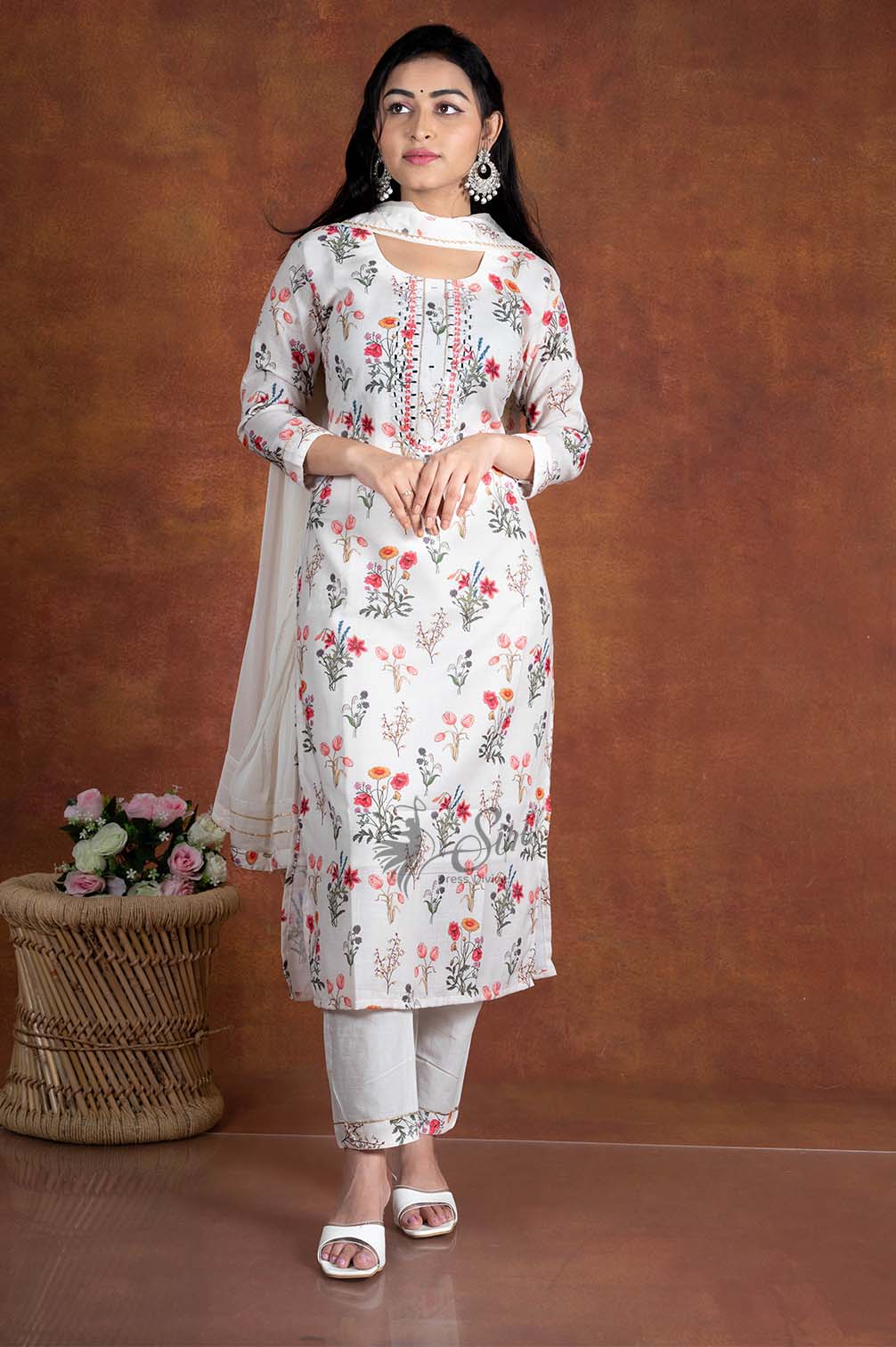 Floral Print 3 Pc's Bottom Duppata Set