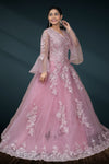 Light pink net chudidar kali