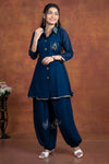 Navy Blue Colour Georgette Top Bottom Set