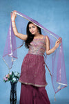 Wine Color Partywear Palazzo Set