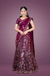 Mulberry embroidary work  half saree