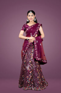 Mulberry embroidary work  half saree